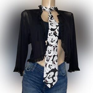 Disney mens neck tie Vintage Mickey Mouse character black white red 90s y2k